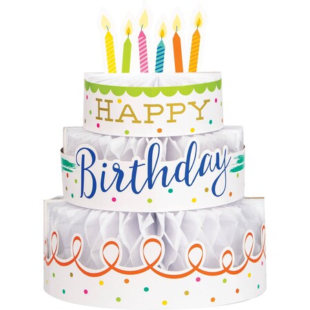 Creative Converting Festive Cake Happy Birthday Centerpiece, 9"x12", 6PK 355778